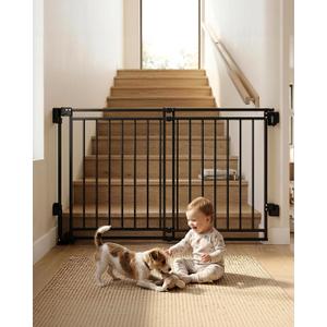 Extra Wide Baby Gate for Stairs Doorways & Kitchen,32"-54" W x 29" H, No Bottom Bar Dog Gate, One-Handed Auto-Close, Hardware Mount Safety Gate for Dogs & Toddlers, Black