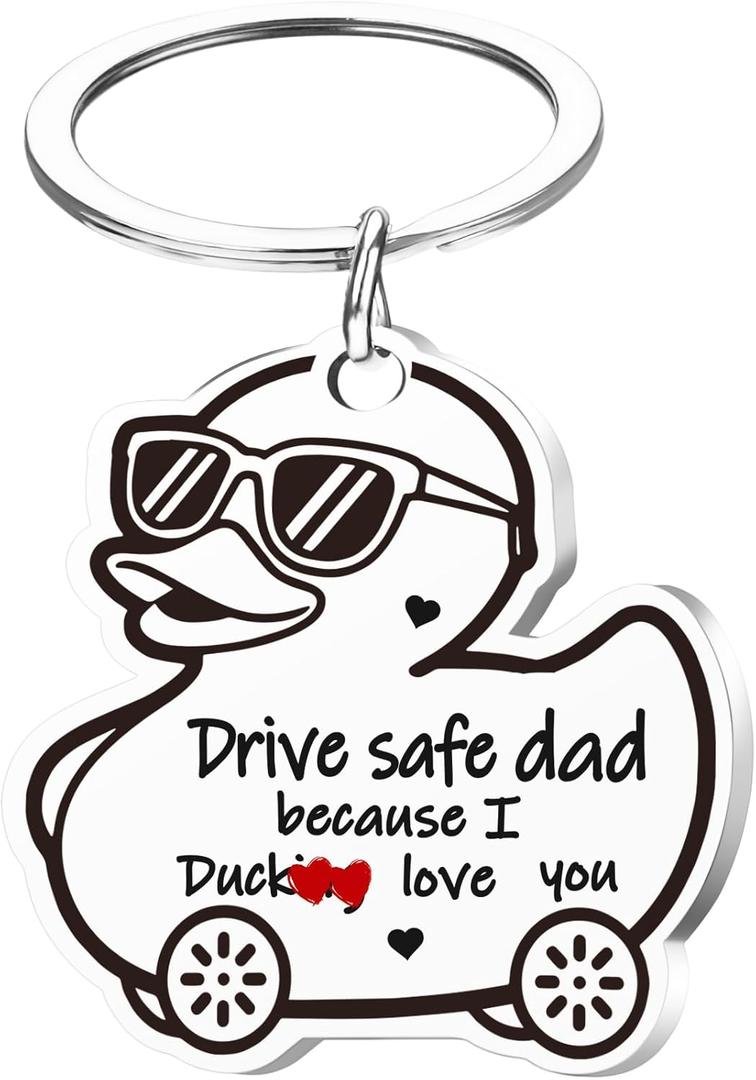 Valentines Keychain for Dad Mom - Drive Safe I Love You, Keyring Key Chain Birthday Valentines Day Funny Gifts