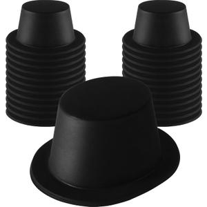 SATINIOR 24 Pack Black Plastic Top Hats Magician Costume Party Hats for Kids & Adults Bulk Dress up for Cosplay Birthday