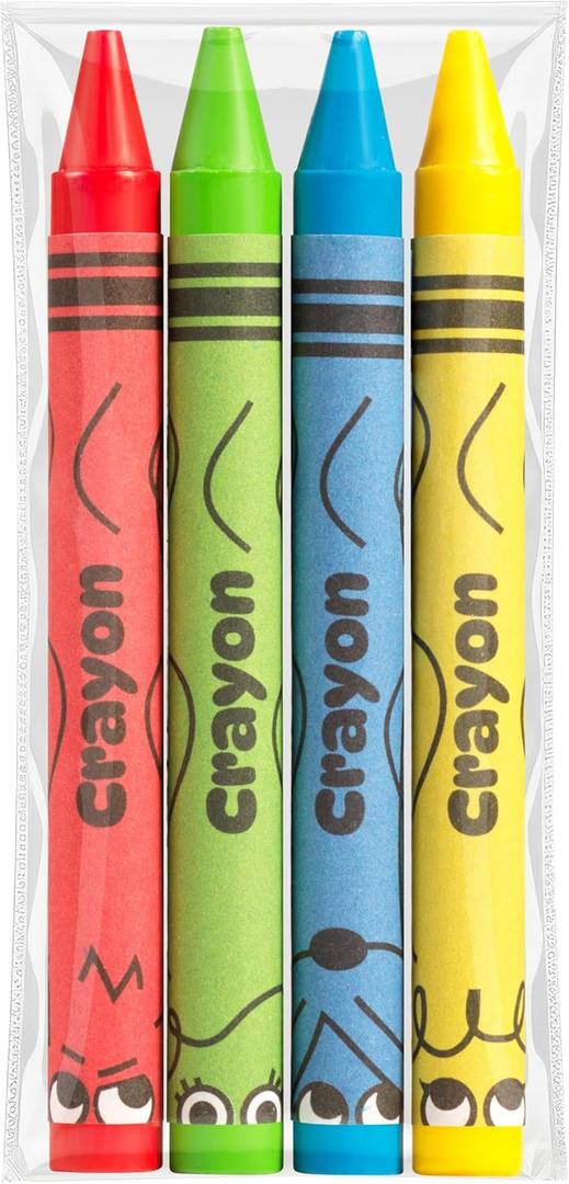 Bulk Crayons 100 Pack (25 Sets of 4) - Individually Wrapped Crayons Party Favors for Kids, Restaurants, Classrooms, Birthday Goodie Bags, School Supplies, Travel, Toddler Coloring, Non-Toxic