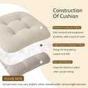 ELFJOY Dining Chair Cushions Set of 2 Thick Non Slip Kitchen Chair Pads with Ties Comfortable Indoor Kitchen Seat Cushions 18" x 18" x 3" Beige