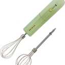 Cordless Hand Mixer, Foldable Design Handheld Electric Whisk with 3 Speed Modes, Hand Held Egg Beater with 2 Detachable Stir Whisks (Green)