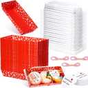 Frienda 50 Pack Valentine's Day Heart Charcuterie Boxes with Clear Lids 7.5x3.4x2.6 Inch Red Rectangle Bakery Box Small Disposable Dessert Food Containers for Wedding Sandwich Cookie Sushi Cake