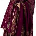 KUROCK Pakistani Kurti Sharara Set For Women's Rayon Mix Cotton Tunic Dupatta Set Indian Summer Dress (Wine) (Medium)