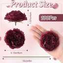 Thiccywoov 100 Pcs Flowers Long Stem Artificial Rose, 3.2 Inches Silk Rose Head Flowers Fake for Wedding Bridal Bouquet Independence Day Home Floral DIY Centerpieces Party Decoration (Burgundy)