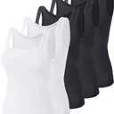 BQTQ 5 Pack Women's Tank Tops Square Neck Sleeveless Ladies Tank Top Undershirts, XL