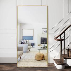 NeuType 47"x22" Full Length Gold Mirror Wall Mirror, Bathroom Mirror, Standing Mirror, Boho Mirror, Long Mirror, Aluminum Alloy Frame