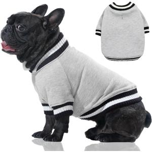 FUAMEY Dog Pullover Sweatshirt - Warm Dog Clothes, Soft Pet Fleece Sweater, Cute Doggie Outfit for Small Medium Dogs, Grey XS Chest:15.3in