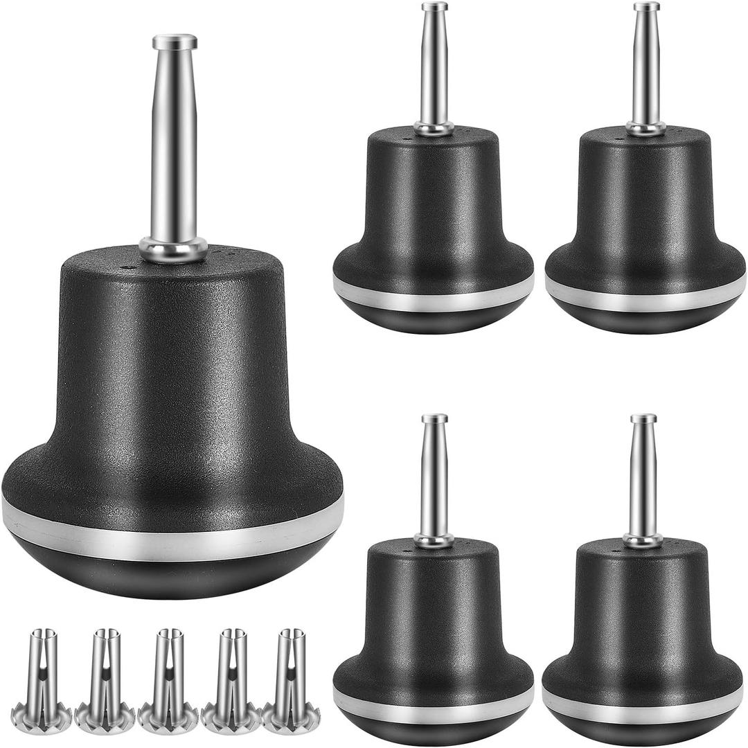 Bell Glides Caster WheelsFixed Stationary Castors for caster Sofa Chair Cabinet Furniture Replacement with Mounting Stem Sleeve Socket Insert sets of 5