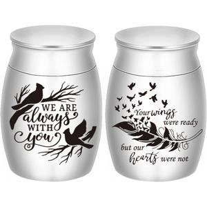 Small Keepsake Urns for Ashes - Set of 2Stainless Steel Mini Urn Set, Cremation Ash Urn, Ashes Holder, Small urn for Family & Loved Ones-WE are Always with You