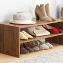Whitmor Wood Stackable 2-Shelf Shoe Rack, Walnut, 31 inches