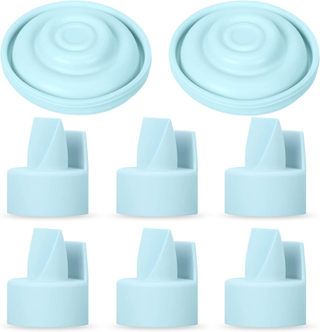 [8-Count] Papablic Duckbill Valves and Silicone Membrane Compatible with Spectra S1, S2 and 9 Plus Breastpumps, Not Original Spectra Pump Parts, BPA/DEHP Free, Blue