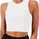 Natural Feelings Nudi Sports Bras for Women Removable Padded Yoga Tank Tops Sleeveless Fitness Workout Crop Tops (White, XL)