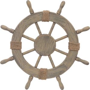 Asense Ornamental Wall Decoration Wooden Nautical Ship Steering Wheel, 24-inch, Brown