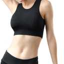 Sports Bras for Women-Padded Removable Support Bra Shockproof Running Yoga Fitness Bra Breathable Quick Drying Vest Style Wide Shoulder Straps for Anti Slip Comfort Black+Blue S (S)