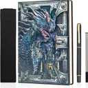 DND Notebook Dragon Journal With Pen,3D Embossed Leather Notebook 200 Pages Lined Paper Hardcover Vintage Writing Diary Great RPG Lover's Gift For DM's &Players,Men&Women(Colorful).