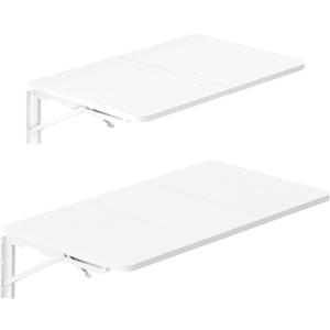TEAMIX Wall Mounted Desk, White Folding Table for Small Spaces, Wall Floating Desk with Heavy Duty Brackets for Laundry Room,Kitchen,Office Storage