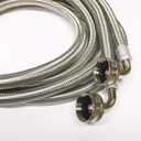 2-Pack Premium Stainless Steel Washing Machine Hoses - 6 FT No-Lead Burst Proof Inlet Supply Lines - 90 Degree Elbow Connection - 10 Year Warranty