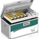 Glosen Medicine Lock Box with Combination Lock,Medication lock boxLarge 14x 8.5 x 7.5 Inch,medical box organizer (Silver)