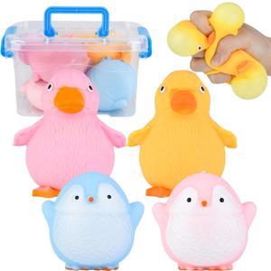 Squishy Fidget Toys Stress Balls,Tedmax 4PCS Cute Penguin & Duck Squeeze Toys,Taba Squishy Packs Perfect for Kids Sensory Play,Anxiety & Stress Relief for Adults Teens Party Favors,Classroom Prizes