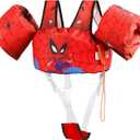 Toddler Swim Vest with Arm Floaties Adjustable Crotch Straps 22-66lbs Kids Pool Float Sea Beach Swimming Training Aids for 2-6Y Boys and Girls (Red)