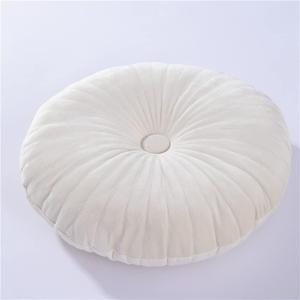 NatureMan Round Throw Pillow, Velvet Decoration Small Throw Pillow, Pumpkin Throw Pillow Cushion Suitable for Living Room Sofa Bed Floor 13.7 inches (Cream)