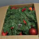 Christmas Garland with Lights, 9FT 30 LED Prelit Christmas Garland with Pinecones, Flowers, Bows, Outdoor Indoor Christmas Decorations Garland Battery Operated with Timer for Stairs, Mantel, Door, Window