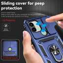 Case for Redmi A1 Plus Case, Redmi A1+ Case with Tempered Glass Screen Protector and Slide Camera Cover, 360 Rotate Ring Stand Magnetic Cover for Xiaomi Redmi A1+ Blue