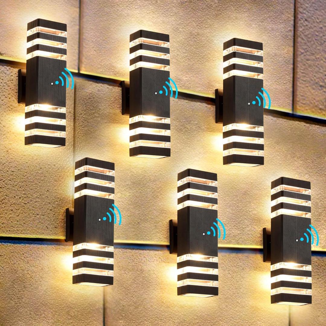 ZSMAIKU 6 Pack Dusk to Dawn Outdoor Light Fixture,14W IP65 3000K 1100LM Warm White,Exterior Lights for House, Up and Down Outdoor Sconce Lights, Aluminum Outdoor Lights for House Porch Garage (Jet Black)