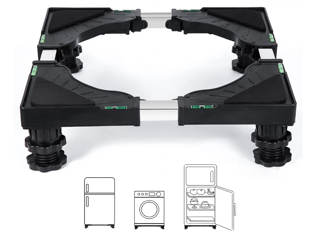 Mini Fridge Stand Universal Raised Base Adjustable Refrigerator Stands with 4 Strong Feet Washing Machine Pedestal Multi-Functional Bases for Dryer (Black)