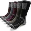 MIRMARU Men's 5 Pairs Multi Performance Outdoor Sports Hiking Trekking Crew Socks (Large-X-Large, 1 X Black, 1 X Charcoal, 1 X Olive, 1 X Purple, 1 X Brown)