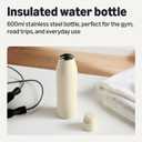 Amazon Basics Insulated Stainless Steel Water Bottle, Leak-Proof, Double-Wall, 20 oz., BPA-Free, Ivory