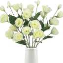 6PCS Green Eustoma Lisianthus Artificial Flowers Faux Silk Flowers 26.8" Fake Flowers for DIY Wedding Bouquet Centerpiece Table Home Party Decor(Green)