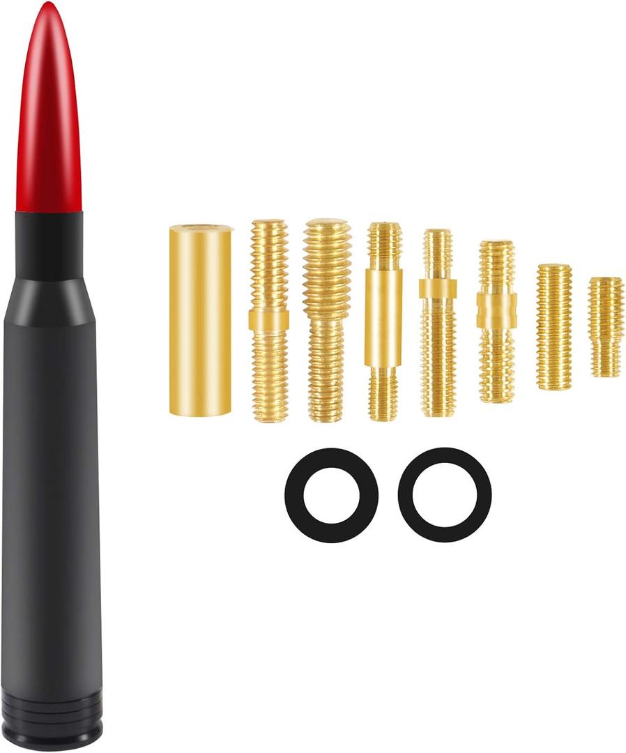 Vehicle Stubby Antenna Mast Bullet Car Truck Antenna Replacement for Ford F Series F150 Raptor F250 F350 F450 Super Duty Ranger Dodge RAM 1500 2500 3500 Heavy Duty Classic Pickup Truck (Red)