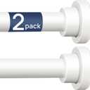 ENJOYBASICS 2 Pack Adjustable Spring Tension Curtain Rods 32 to 66 Inches, Stainless Steel White Shower Rod No Drilling for Window, Bathroom, Closet, Room Divider, 7/8" Diameter