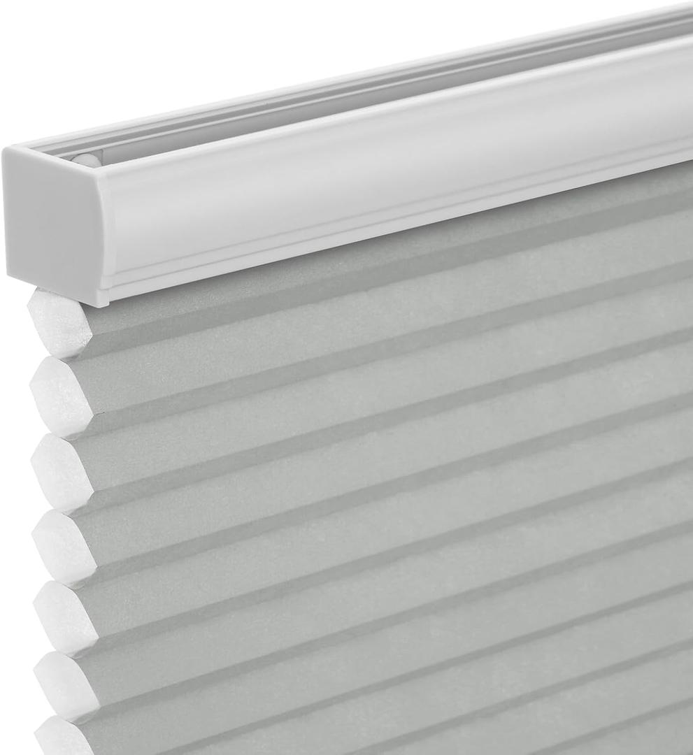 Changshade Cordless Cellular Shades, Light Filtering Honeycomb Shades for Windows, Pull Down Pleated Blinds, Easy to Install for Indoor Windows and French Doors,27" W x 48" H, Grey