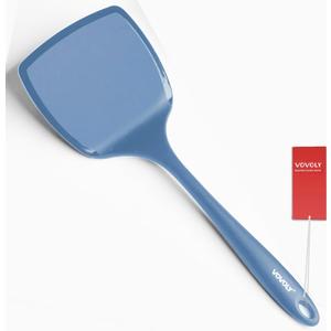 Silicone Pancake Spatula Turner with Lengthened Handle& Seamless Design, Heat Resistant Cooking Spatulas for Nonstick Cookware, Large Flexible Kitchen Utensils, Flipper for Egg, Pancake, Starry Blue