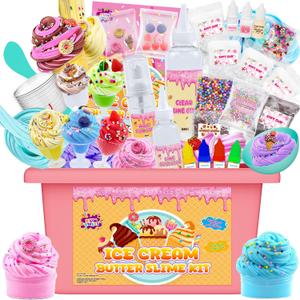 Funewest Slime Kit for Girls Ages 8-12 Mini Fluffy Butter Slime Making Kit Ice Cream Slime for Kids DIY Craft Kits with 30+ Piece Birthday Gifts
