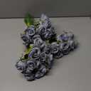 Hoteam Heads Dusty Blue Artificial Rose Flowers 3 Bouquet Wedding Decoration Faux Flower Arrangement Bouquet with Stem Bridal Shower Gift Floral Centerpiece for Tables