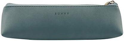 Doraking pen Case Cosmetic Makeup bag, stationery pouch PU Leather Small Pencil Pouch Students Zipper Bag for Pens, Pencils, Markers (Dark Green)