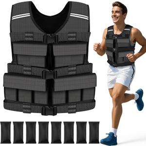 Adjustable Weighted Vest for Men Woman With Shoulder Pads, Weight Vest For Walking, Rucking, Cross Training, Running, Muscle Building - Breathable, Comfortable, Washable (10LB-18LB (No Pocket), Black)