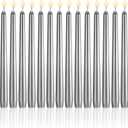MTLEE 16 Pcs 10 Inch Long Tapered Candle Stick Bulk Smokeless Unscented Burning Candlestick Paraffin Wax with Cotton Wick for Dinner Valentine Wedding Birthday Anniversary Party Church(Sliver) (Silver)