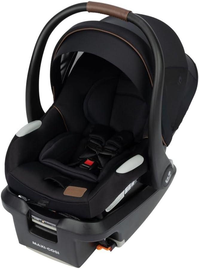 Maxi-Cosi Mico Luxe+ Infant Car Seat, Lightweight, Easy Install with MaxiLock™ Technology, Washable Seat Cover, ClimaFlow™ Ventilation, Side Impact Protection, EcoCare Fabrics, Designer Black