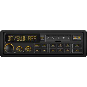 Bluetooth Retro Car Stereo Receiver - Single Din European Classic Look Radio for 80s Car - AM FM Pre-Amp 2 Subwoofer Outputs USB SD AUX Type-C PD3.0 Fast Charge EQ SWC