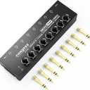 COKYISS 8-Channel Headphone Amplifier with 9 Adapters - Portable Ultra-Low Noise Multi-Port Stereo Headphone Distributor (8 Output/1 Input) for Recording Studios, Streaming, Band, Sound Mixer