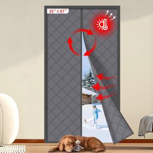 Magnetic Thermal Insulated Door Cover-Fit Door Size 32''x80'' Insulated Curtain Upgrade Thick Cotton Filling Keep Indoors Warm or Cool, Insulated for Winter Pet Friendly Easy Install, Gray (35"W x 81"L (Pack of 1), Grey)