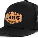40th Birthday Gifts for Men - 40th Birthday Decorations for Men, Adjustable Trucker Hat with Leather Patch (Le1985-black)