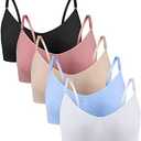 HIVOF Girls Comfortable Camisole Bra with Adjustable Thin Straps - 5 Packs, Size 14/16