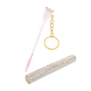 Disposable Crystal Mascara Wand Set - Rhinestone Eyebrow Brushes with Keychain | Portable Makeup Applicator Tool Eyelash Spoolies Brush for Travel, Salons, Party Makeup (Case Included)