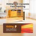 25" Space Heaters For Indoor Use Large Room, Electric Heaters For Indoor Use with Thermostat, Oscillating Room Heaters with Timer, Remote Control, Overheat Protection Tower Heater for Bedroom (Beige)